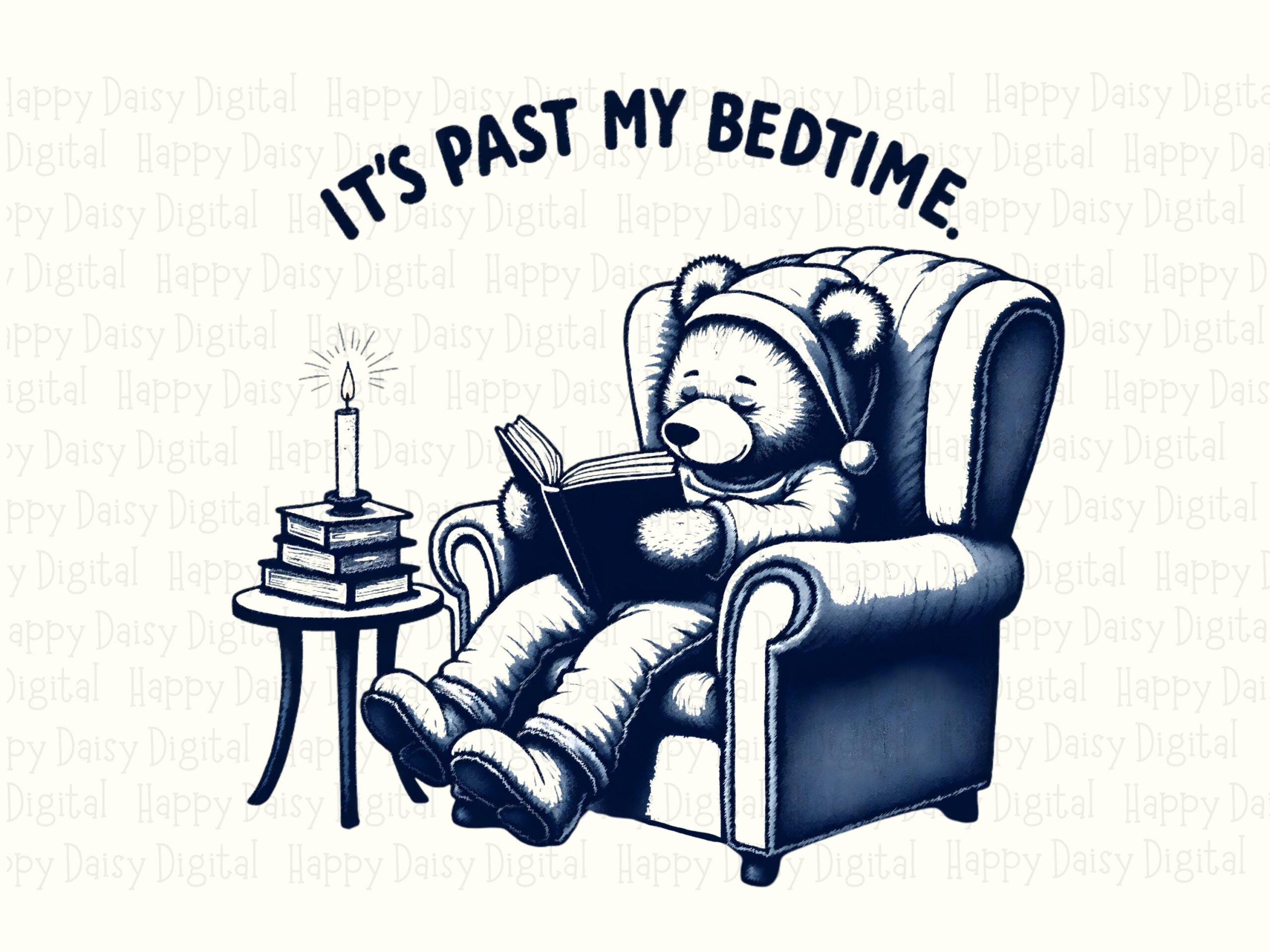 Past Bedtime, Cozy Bear Illustration PNG | Sublimation File | Commercial Use, 300 DPI, Transparent - Image 2