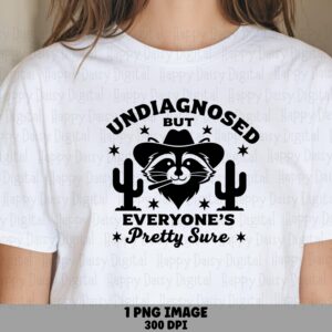 Raccoon Cowboy, Undiagnosed Joke PNG | Sublimation File | Commercial Use, 300 DPI, Clipart, POD