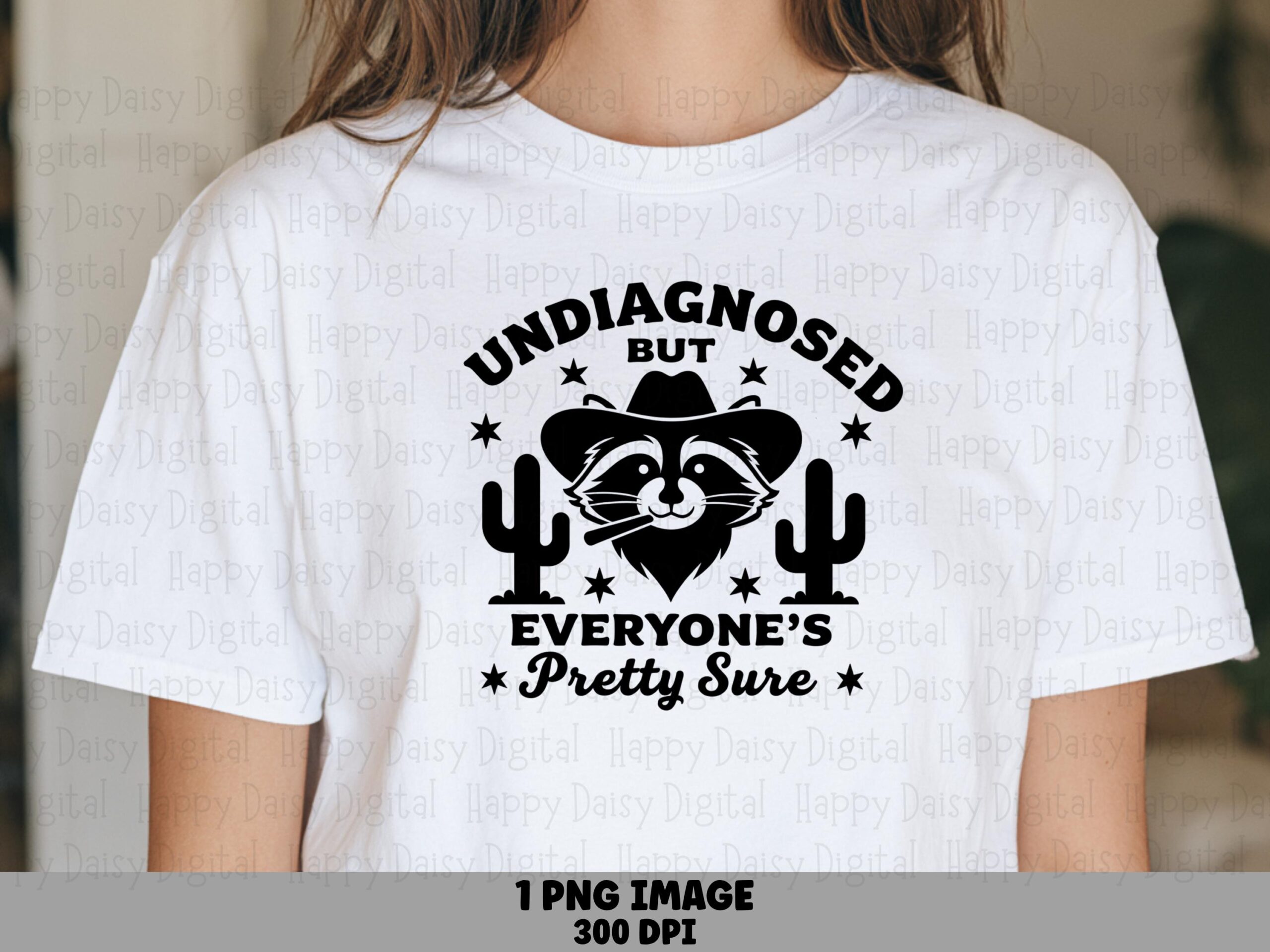 Raccoon Cowboy, Undiagnosed Joke PNG | Sublimation File | Commercial Use, 300 DPI, Clipart, POD