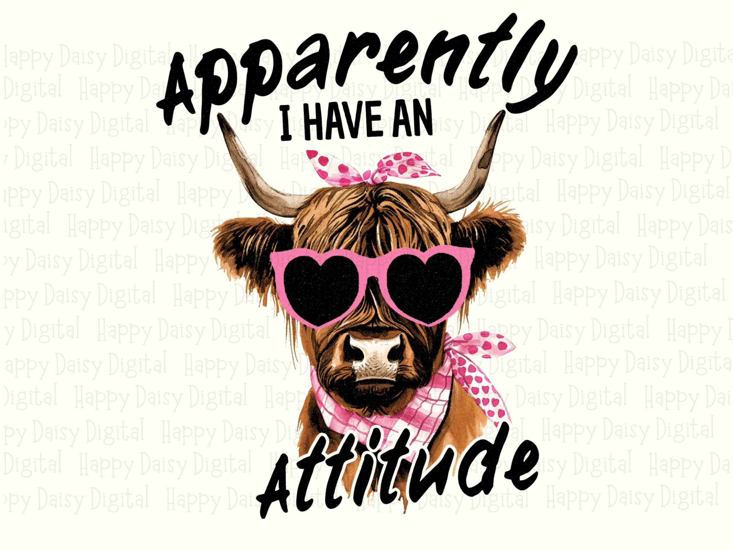 Highland Cow, Funny Attitude PNG | Sublimation Clipart | Commercial Use, 300 DPI, Transparent Background - Image 2