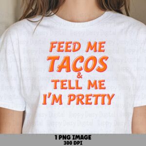 Tacos PNG Design, Funny Food Sublimation File - Bold Orange Outline, Commercial Use, 300 DPI, Clipart