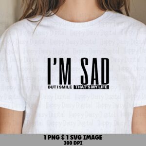 Im Sad, Sarcastic Quote Graphic, PNG SVG, Transparent 300 Dpi | Print Ready, Commercial Use, POD Compatible