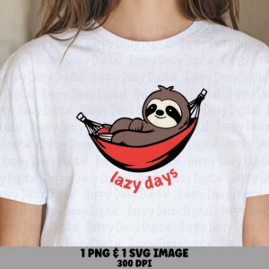 Lazy Sloth Hammock, Cute Cartoon PNG SVG Bundle | Sublimation Files | Print Ready 300DPI, Commercial License