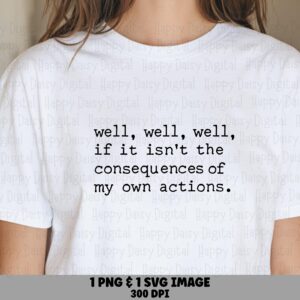 Consequences SVG, Typewriter Quote Bundle - Sarcastic Funny Saying, PNG Included | Commercial Use