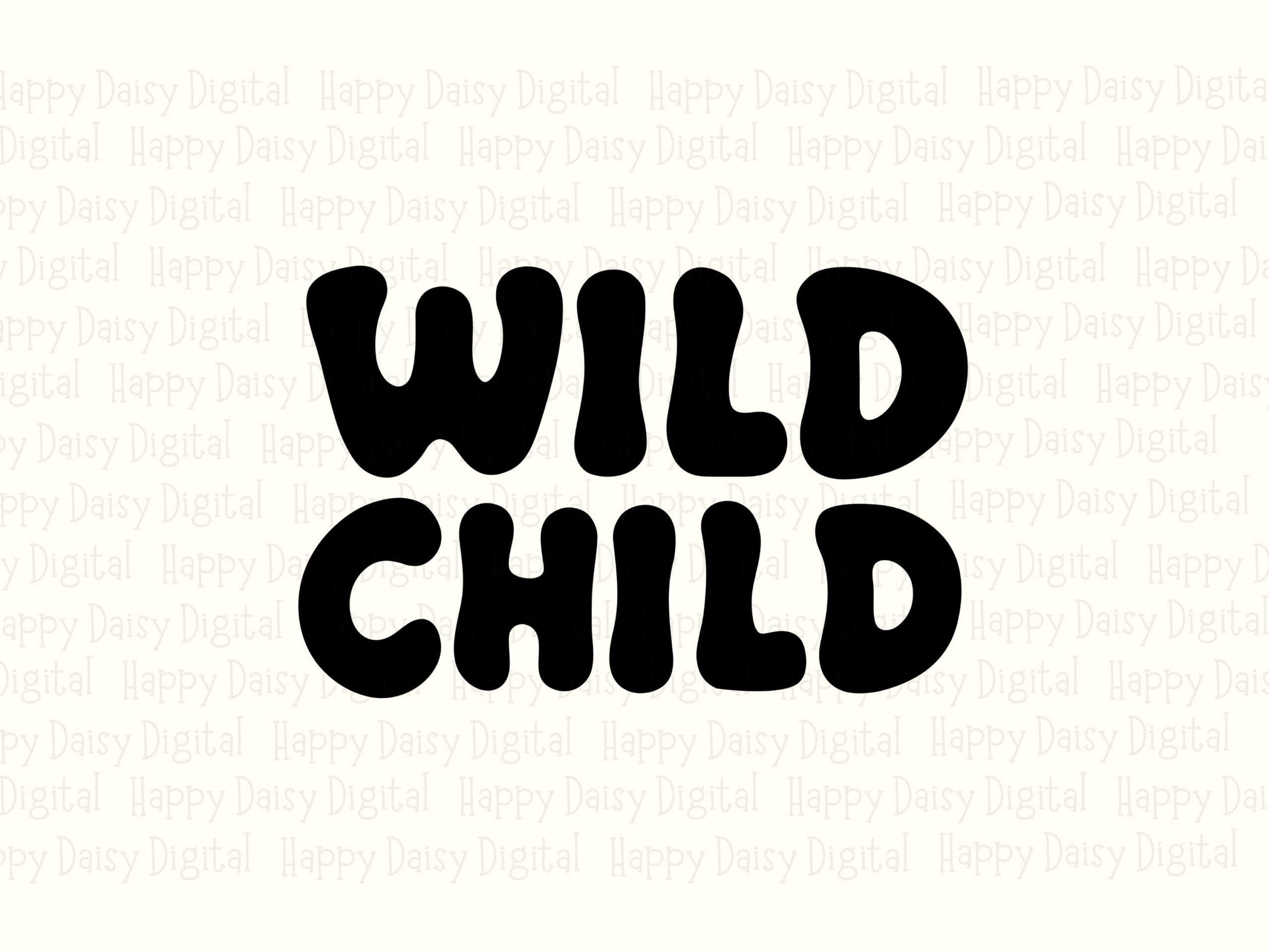 Wild Child SVG, Retro Bold Kids Design, Boho Free Spirit Graphic | PNG Download, Black Rounded Font - Image 2