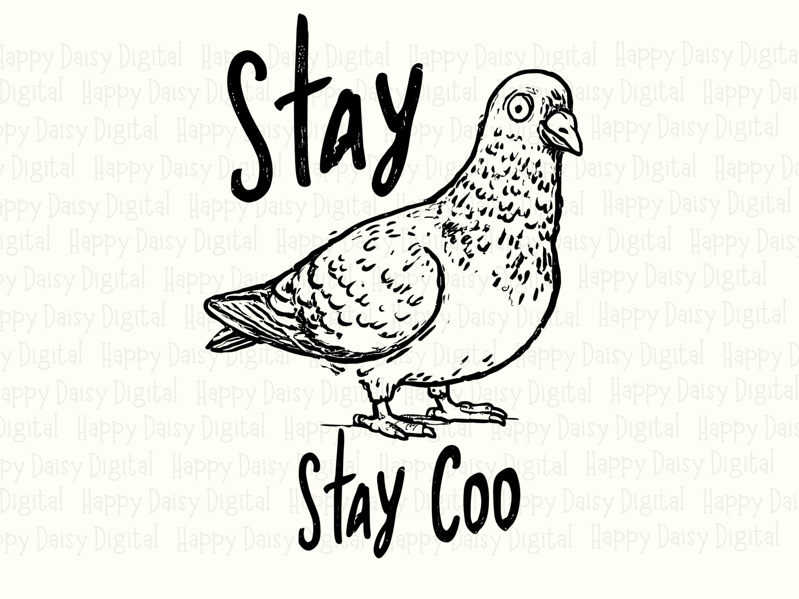 Stay Coo Svg, Hand-Drawn Pigeon Pun Design | Png Bundle | 300 Dpi Print-Ready, Commercial License - Image 2