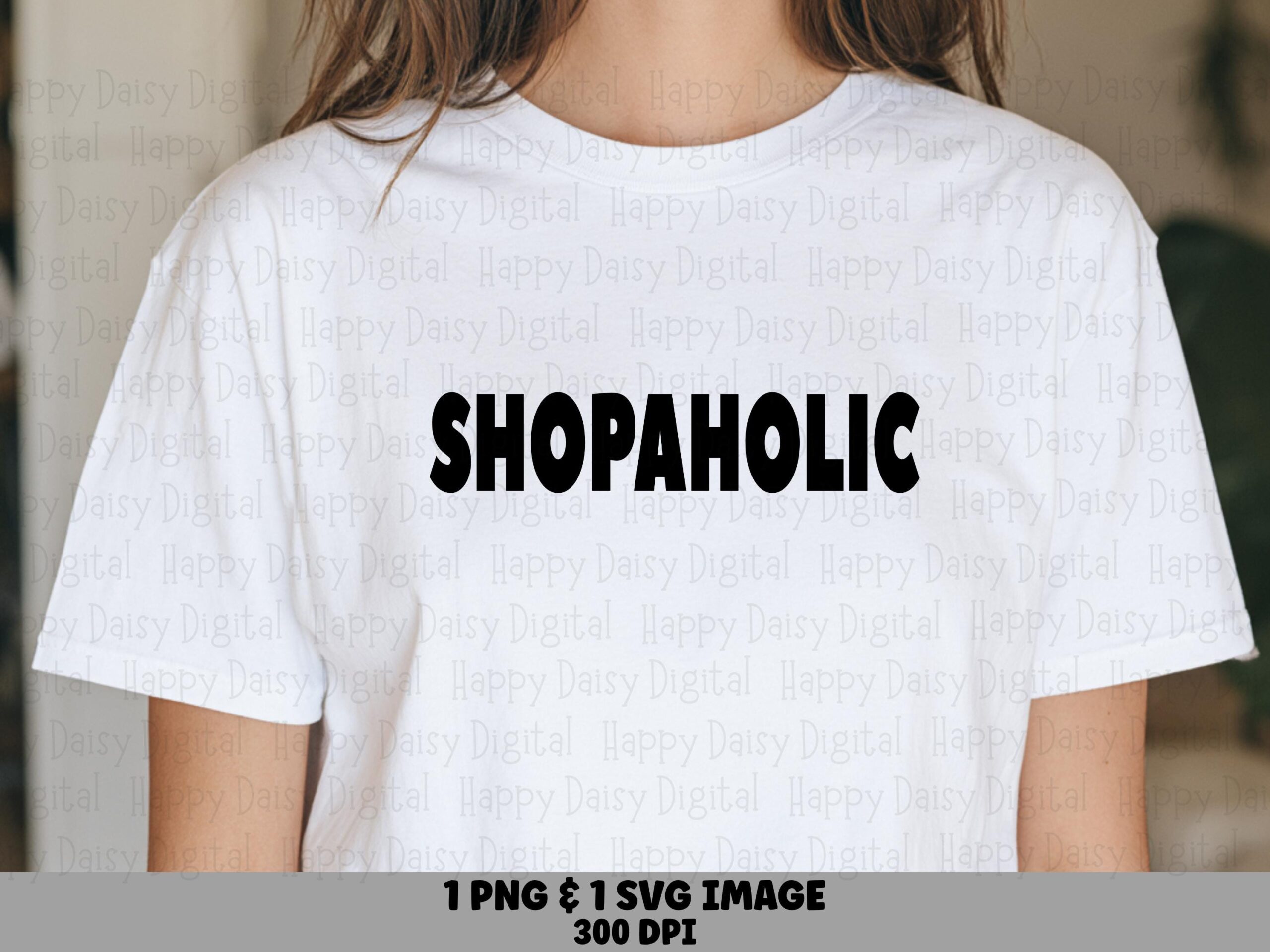 Shopaholic SVG, Bold Black Lettering Design For Sublimation, PNG Included | 300 DPI, Commercial License