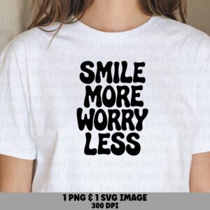 Smile More Svg, Retro Chunky Lettering Design | PNG Bundle, Print-Ready 300Dpi - Sublimation DTF