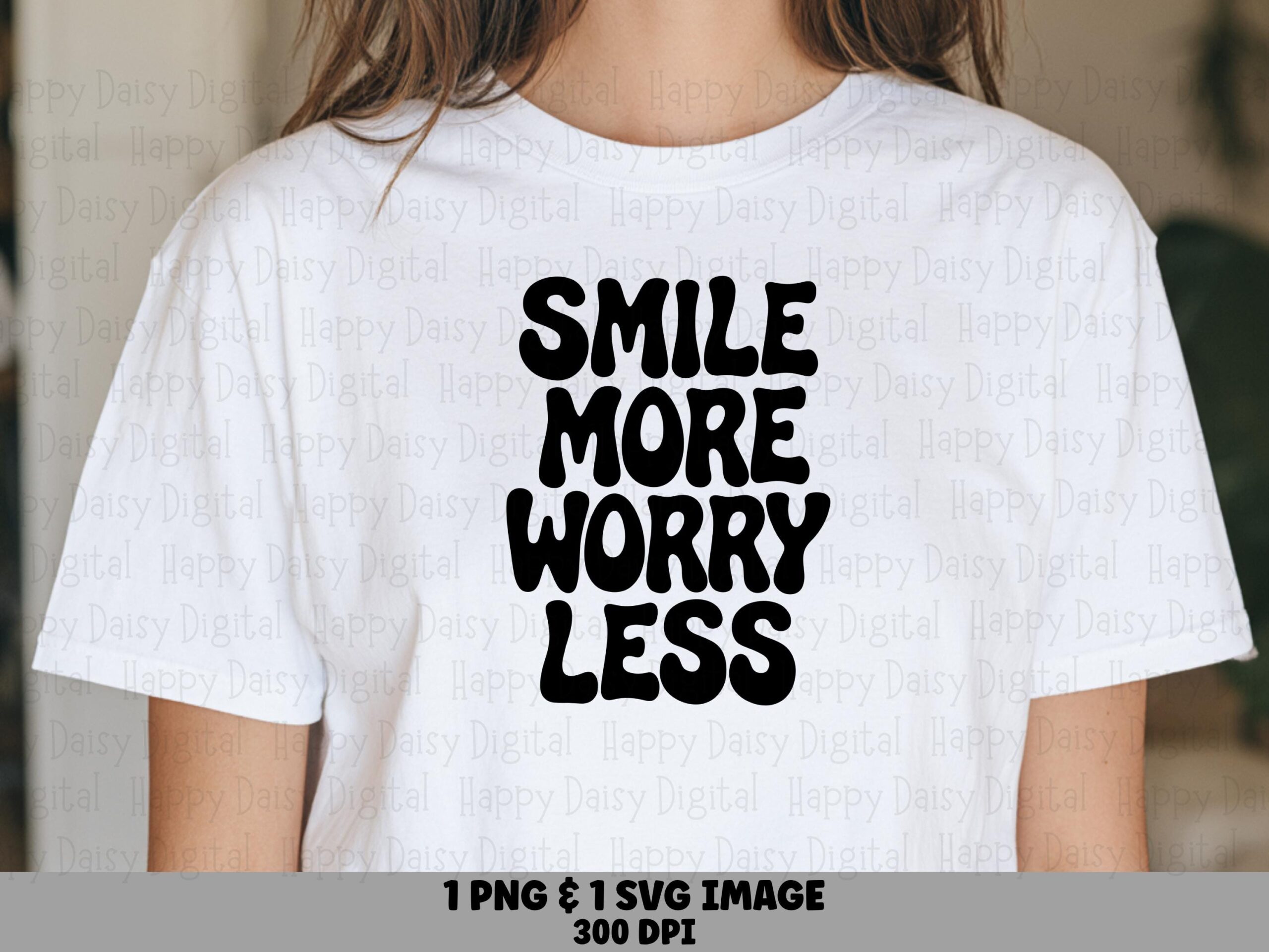 Smile More Svg, Retro Chunky Lettering Design | PNG Bundle, Print-Ready 300Dpi - Sublimation DTF