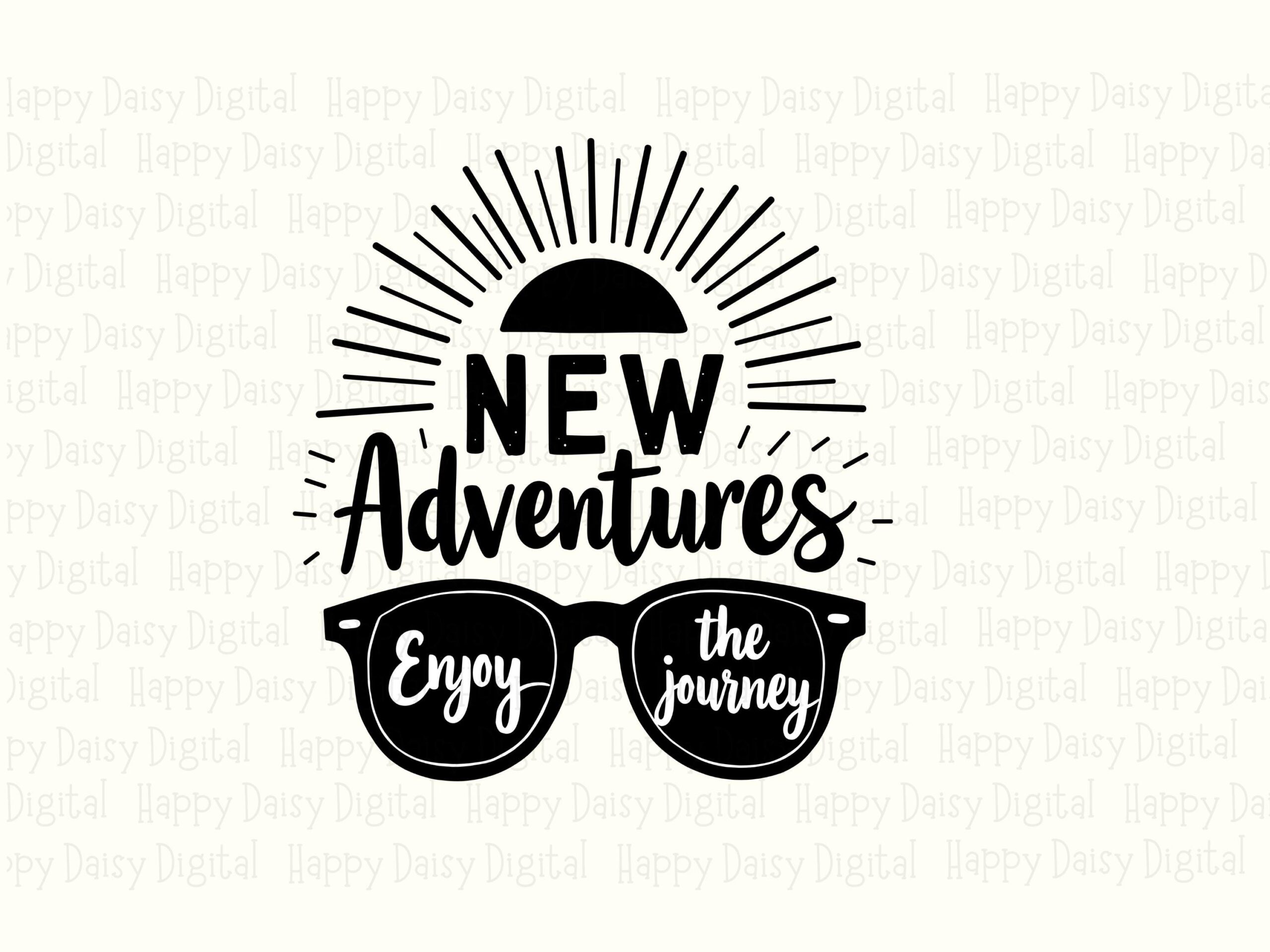 New Adventures Svg, Retro Sunglasses Travel Design | PNG + Vector File Bundle | 300 DPI, Commercial License - Image 2