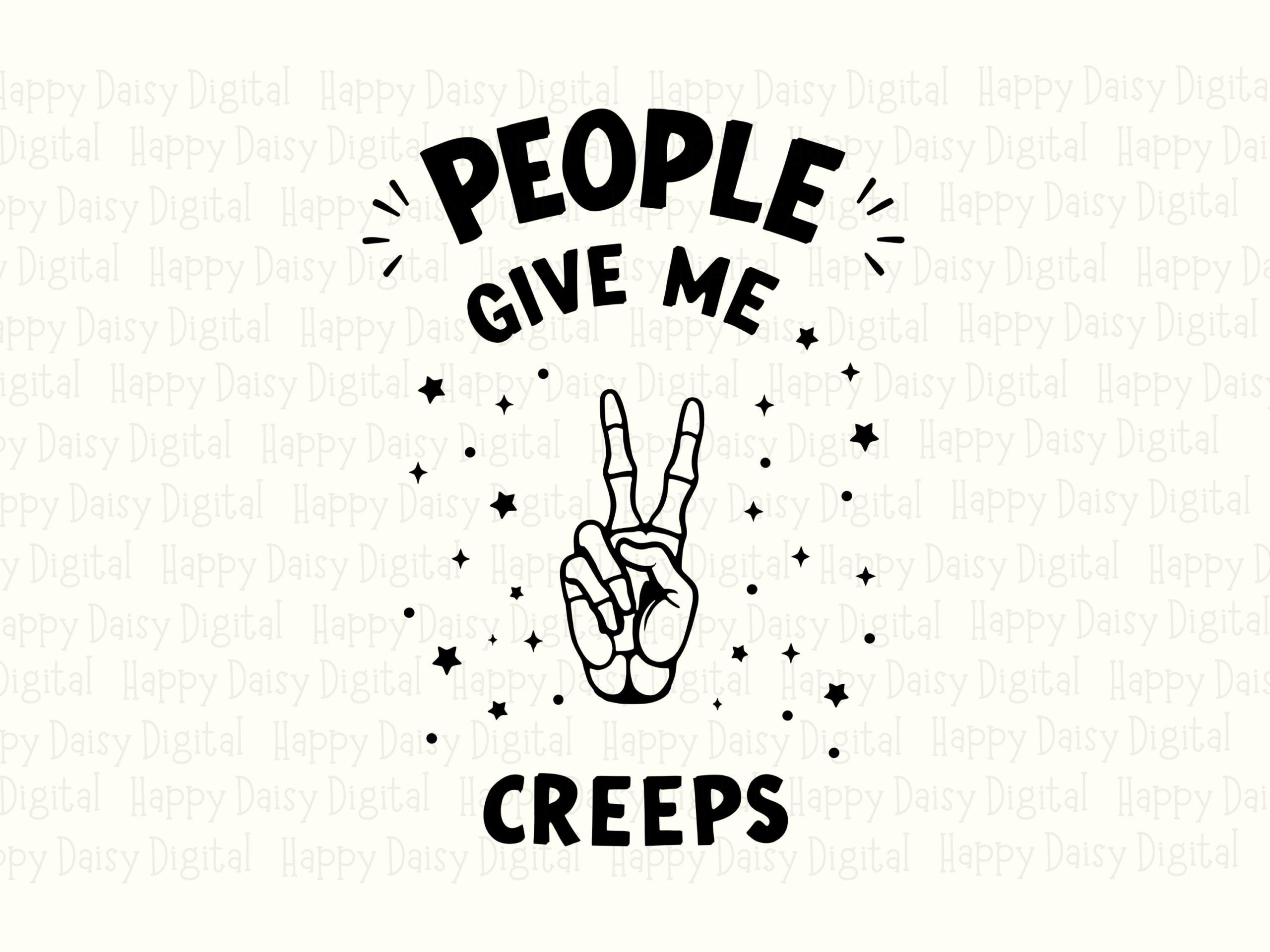 Creeps Svg, Sarcastic Quote Design | People Give Me Peace, Black Skeleton Hand Art | Png Bundle, 300 DPI - Image 2