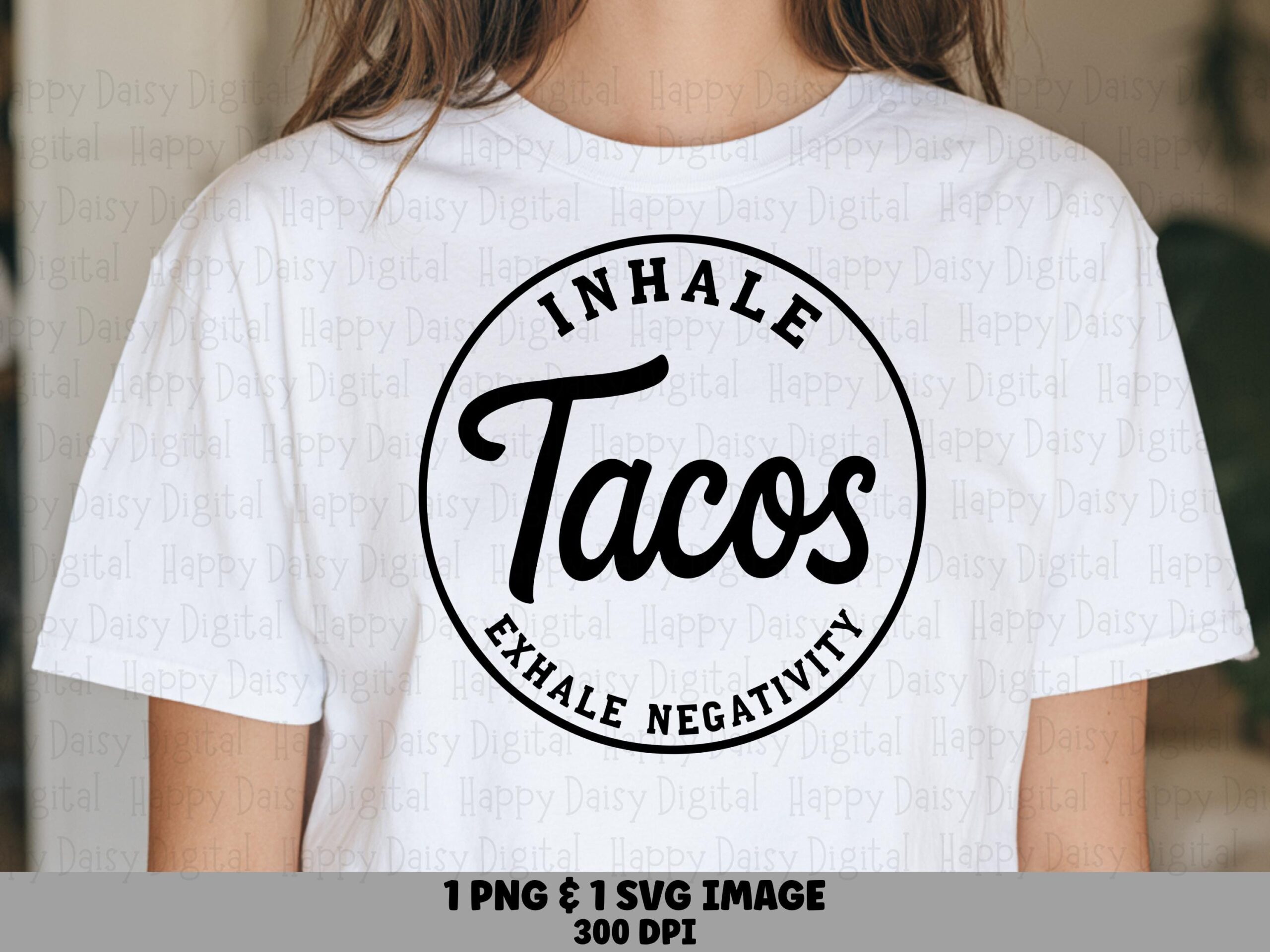 Inhale Tacos Svg, Funny Taco Badge Design | PNG Bundle, Circle Script Artwork, Commercial License