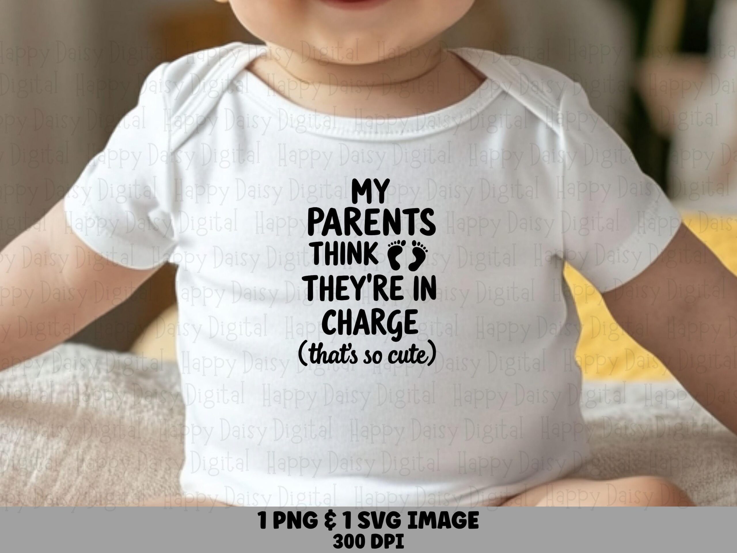 Parents In Charge, Funny Infant Quote SVG PNG Bundle | Footprints Design, 300 DPI - Cricut Silhouette Canva