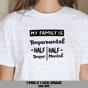 Tempermental Svg, Funny Family Quote Design - Stamp Label Style, PNG File, Commercial License