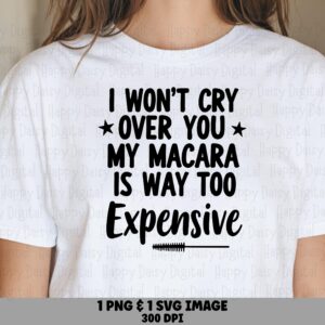 Wont Cry Over You, Sassy Makeup SVG PNG Bundle | Mascara Script Design, Black Bold Handlettering | 300 DPI
