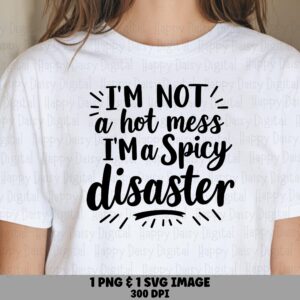 Spicy Disaster Svg, Brush Script Quote Design - Png Bundle, Sparkle Line Lettering, 300 Dpi, Commercial Use