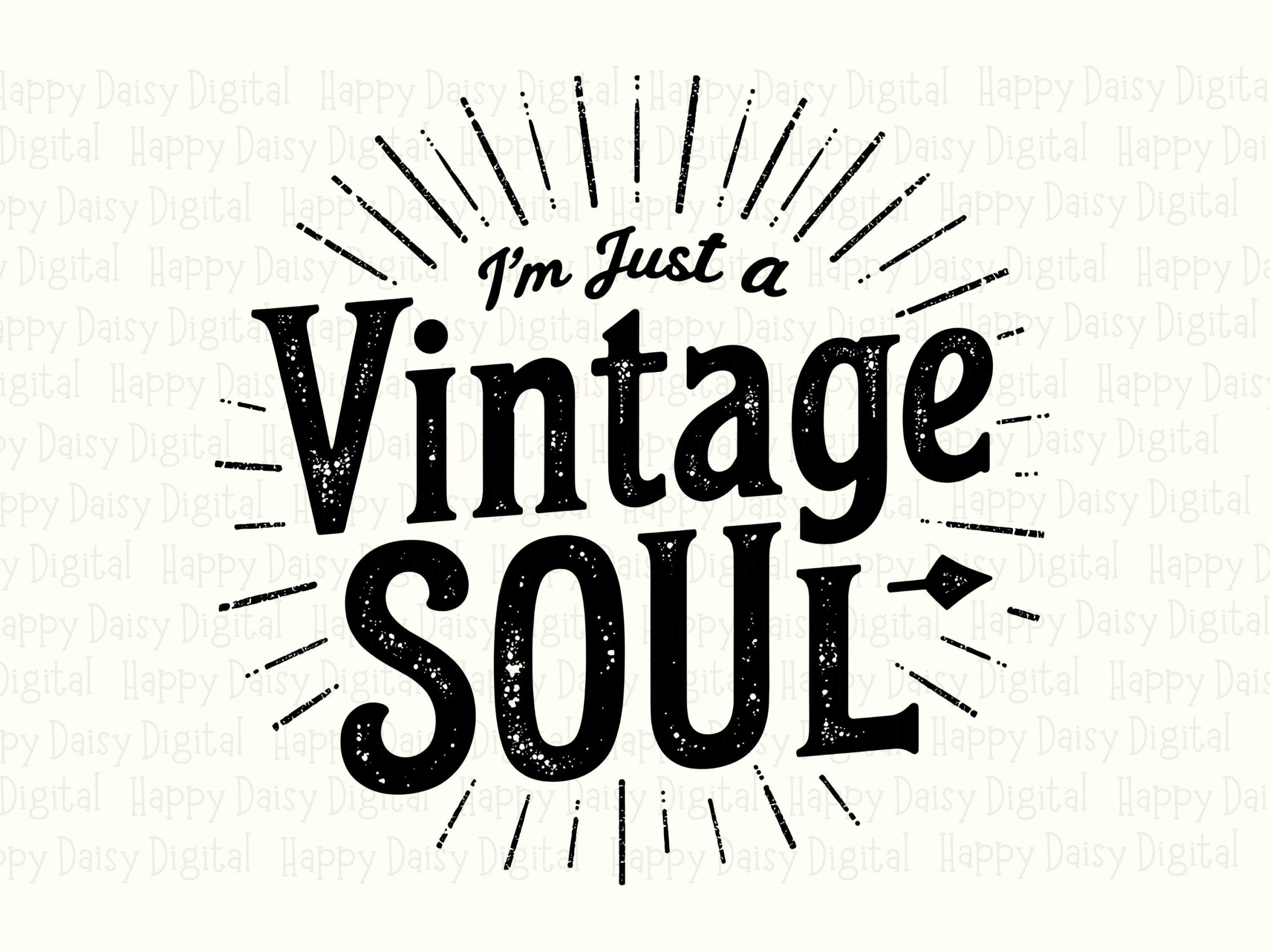 Vintage Soul Svg, Retro Sunburst Cut File | Distressed Phrase PNG, 300 DPI | Commercial License, Sublimation - Image 2