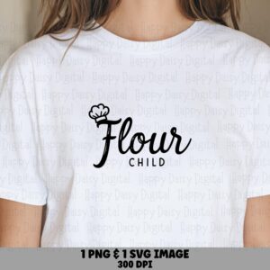 Flour Child, Script Font Baking SVG PNG Bundle | Chef Hat Kitchen Design, 300 DPI, Commercial Use License