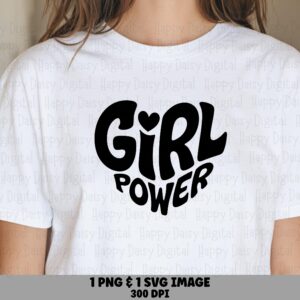 Girl Power Svg, Retro Heart Graphic Bundle | Png + Vector File, 300 DPI - Print Ready For Cricut, Silhouette, Canva