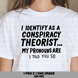 Conspiracy Theorist SVG PNG Bundle, Funny Quote Design, Bold Condensed Text, Sublimation, Cricut, Commercial Use