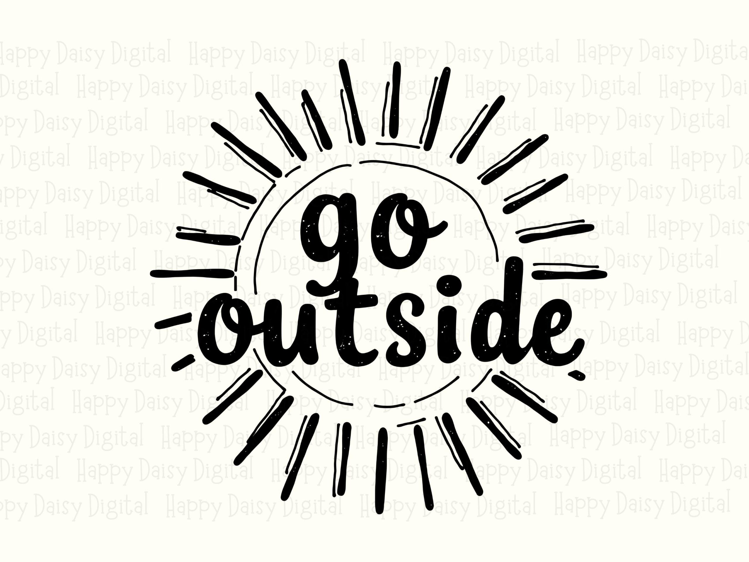 Go Outside SVG, Hand-Drawn Sun Rays Design, Digital PNG Bundle | Print-Ready 300DPI | Commercial Use - Image 2