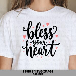 Bless Your Heart, Southern Sass Script, Pink Accent Design - SVG PNG Bundle, Cricut Compatible, Commercial Use