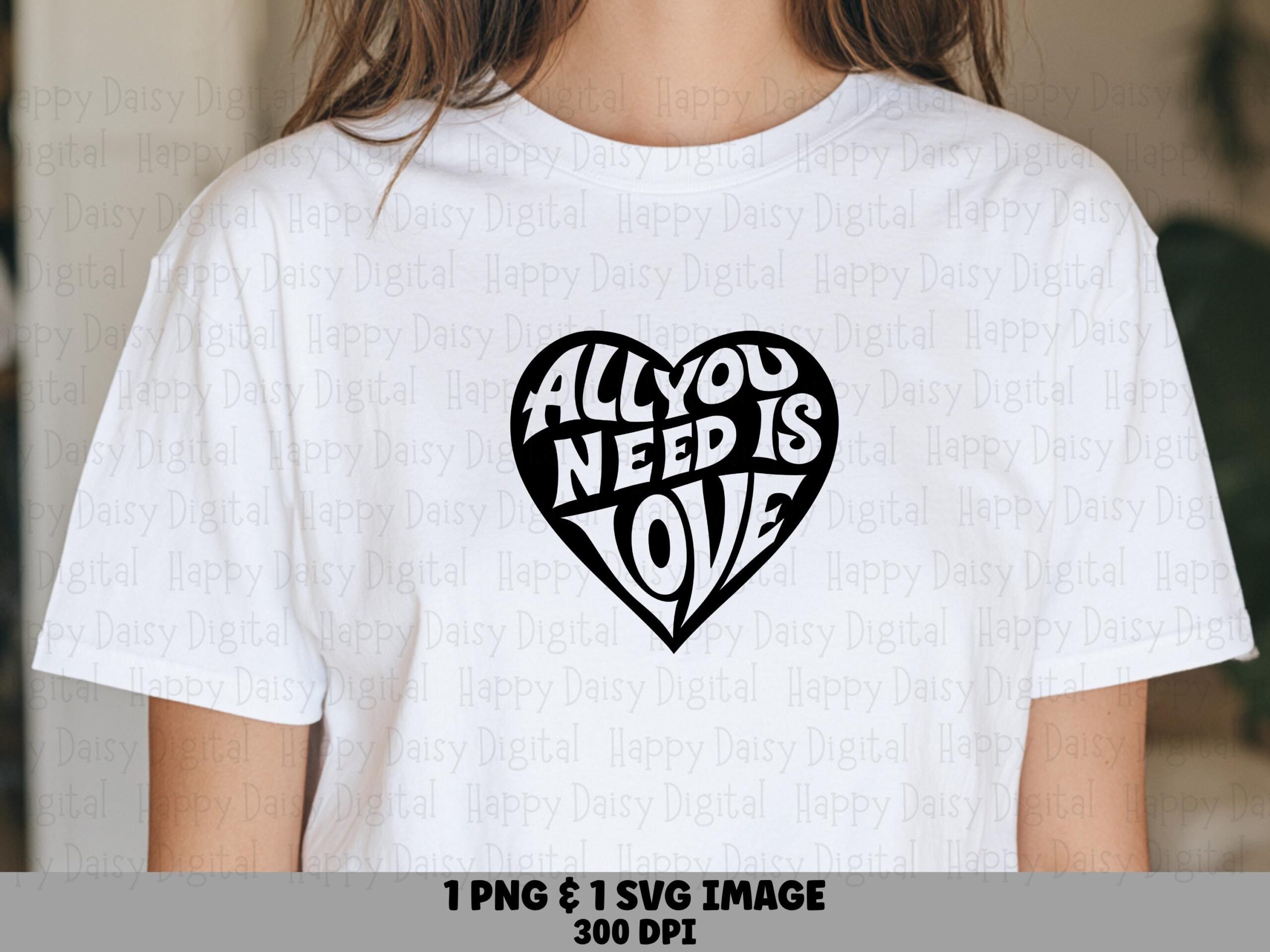 All You Need Is Love, Groovy Heart SVG PNG | Retro Hippie Design, Commercial Use, Print-Ready 300 DPI