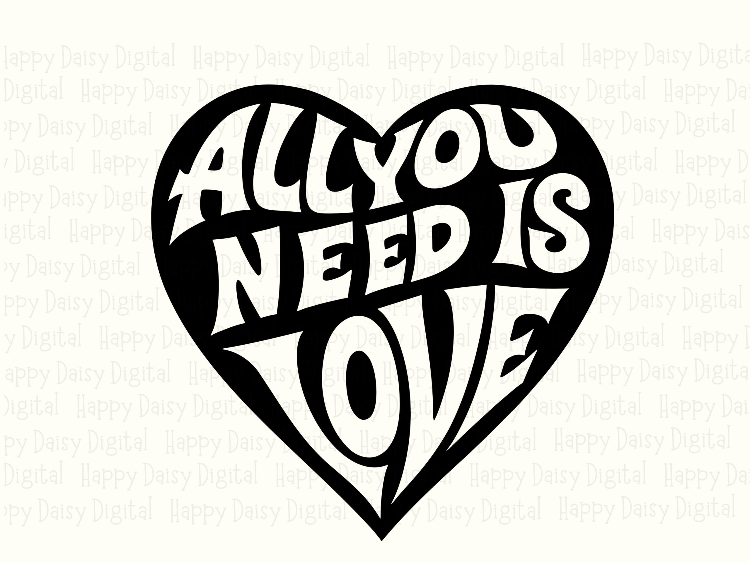 All You Need Is Love, Groovy Heart SVG PNG | Retro Hippie Design, Commercial Use, Print-Ready 300 DPI - Image 2