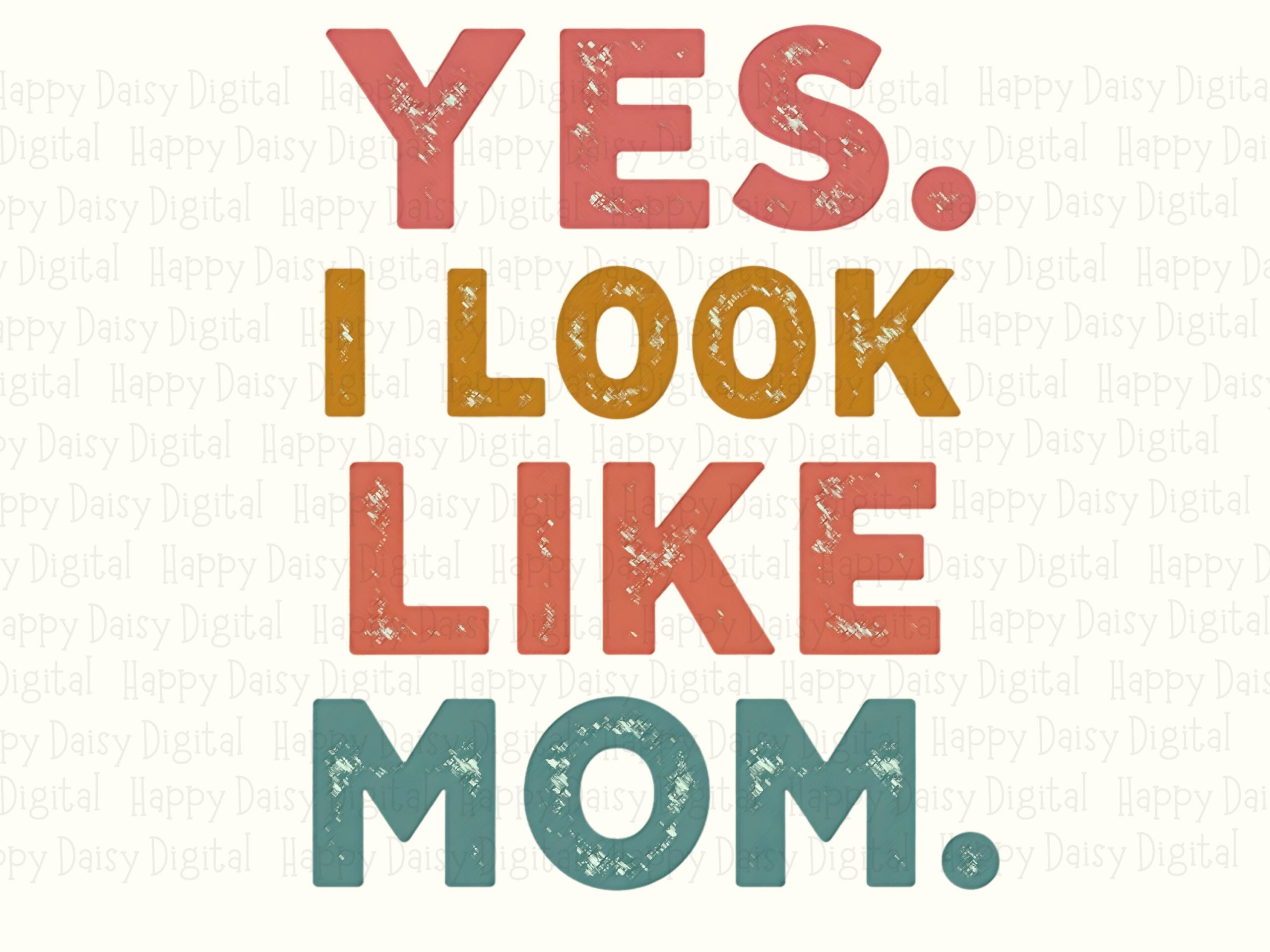 Look Like Mom, Retro Coral Mustard Teal PNG, Sublimation DTF Design | Commercial Use | 300 DPI, Transparent Background - Image 2