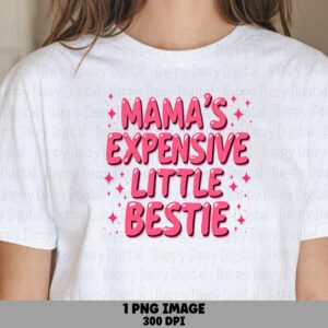 Mamas Bestie, Pink Sparkle Bubble PNG, Sublimation DTF Design | Commercial Use | Print-Ready 300 DPI