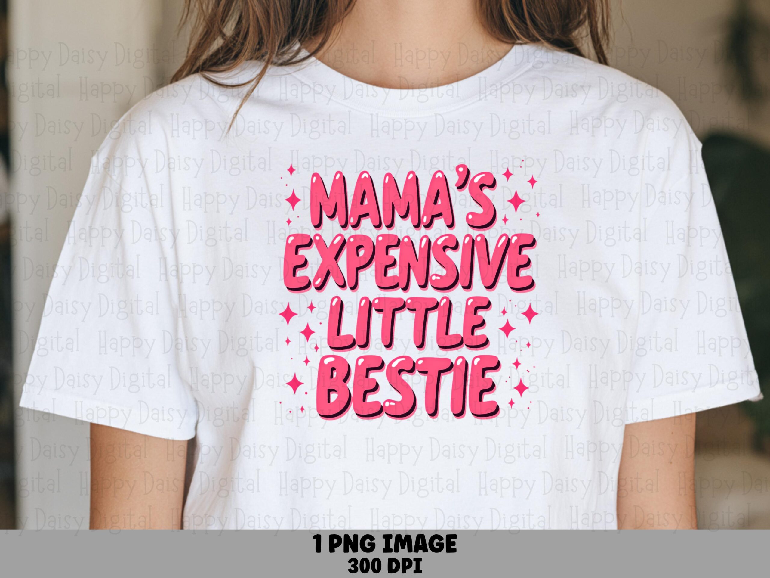 Mamas Bestie, Pink Sparkle Bubble PNG, Sublimation DTF Design | Commercial Use | Print-Ready 300 DPI