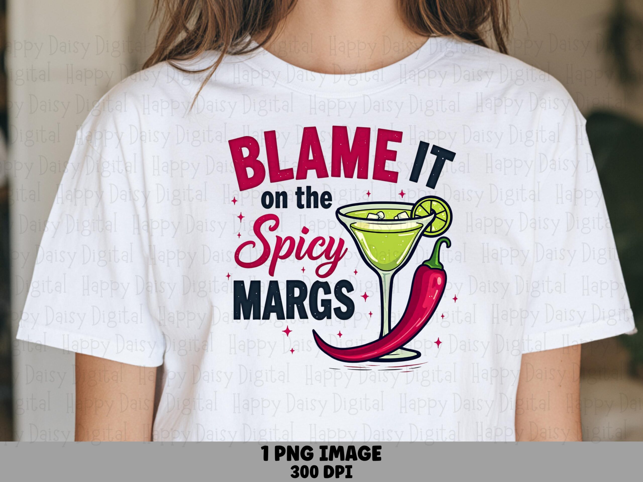 Spicy Margs, Margarita Phrase PNG Design | Chili Pepper Illustration, Sublimation DTF, 300 DPI Commercial