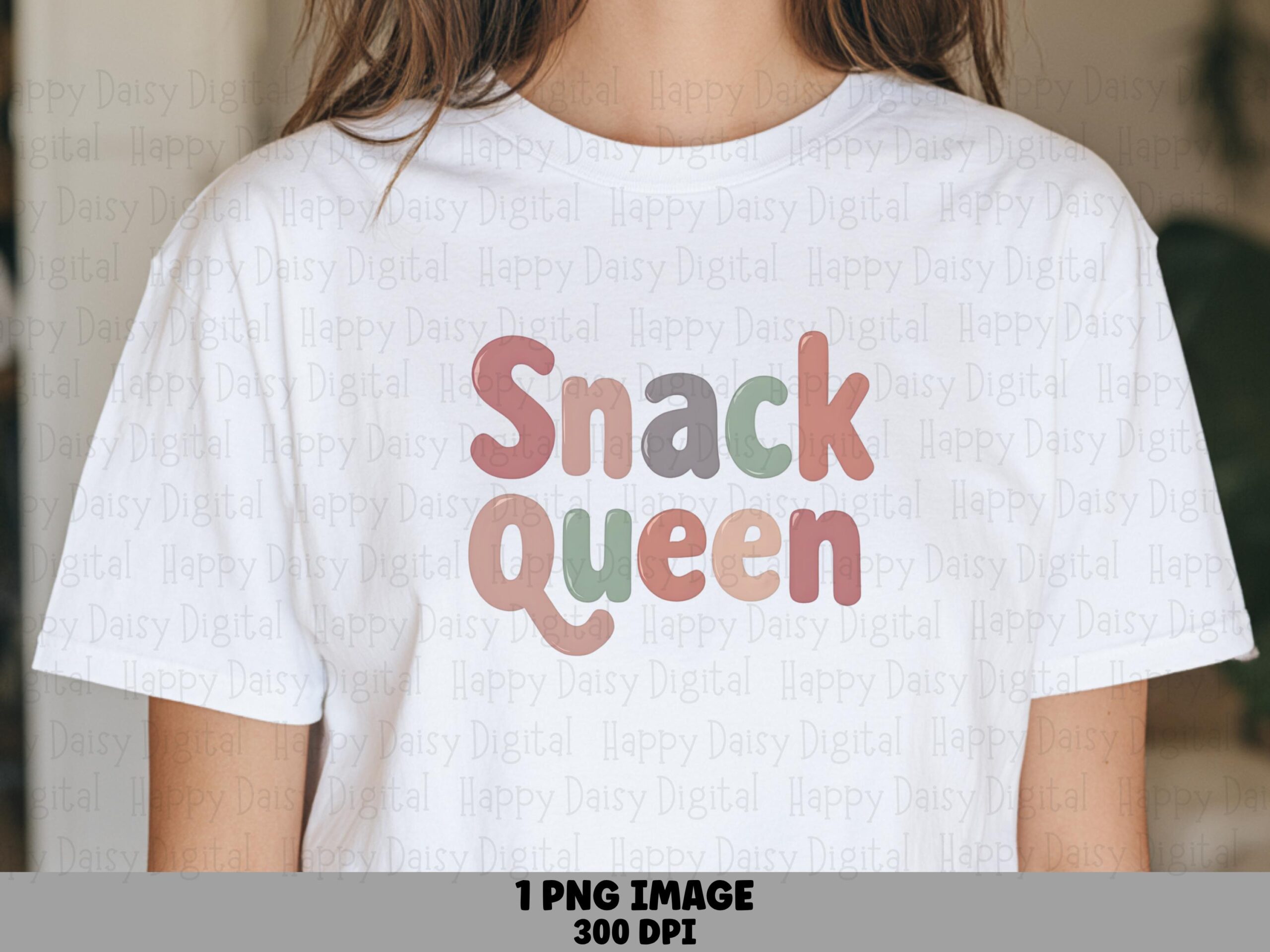 Snack Queen PNG, Pastel Bubble Lettering Design | Sublimation Ready, DTF Compatible, 300 DPI, Transparent