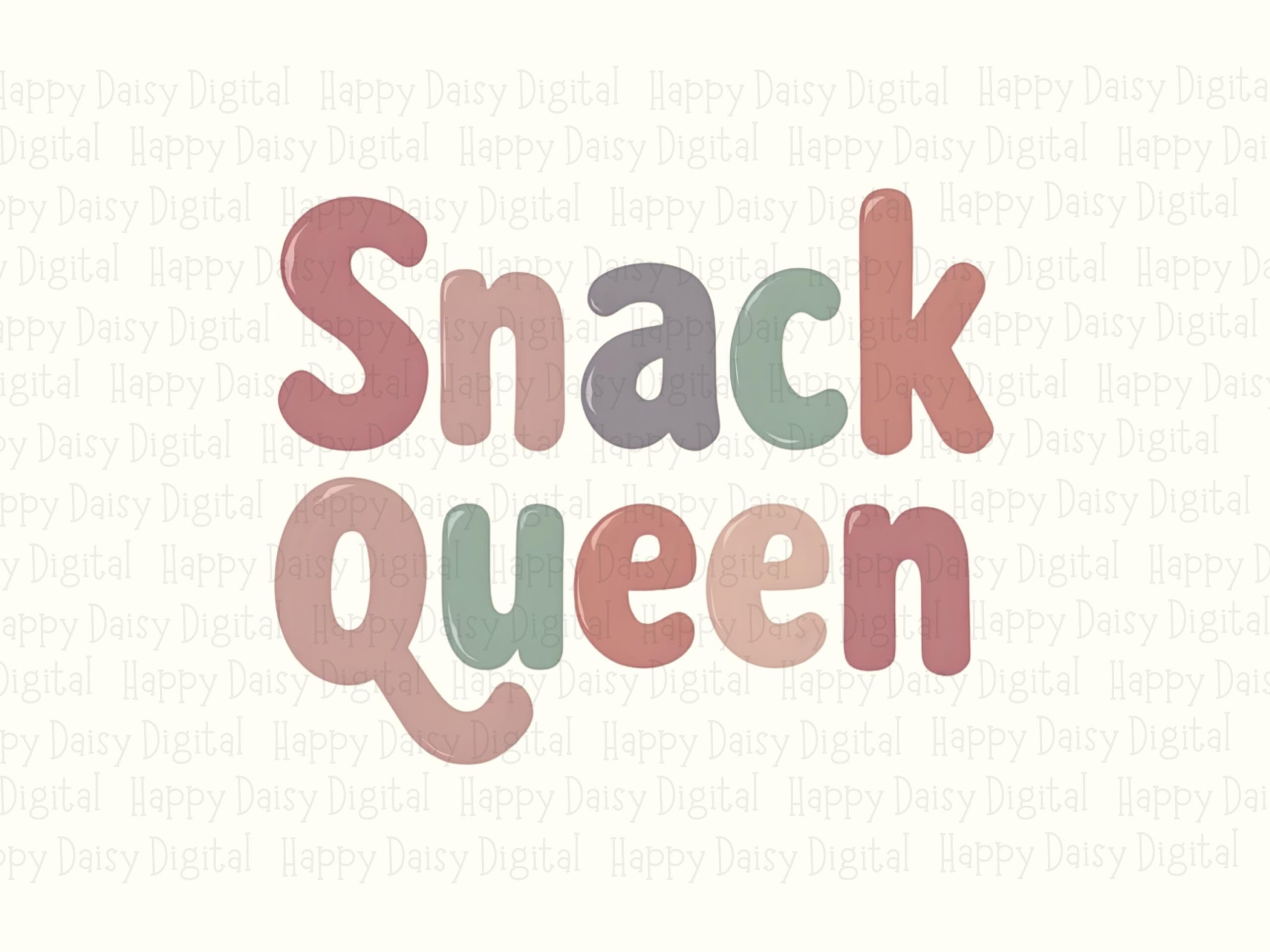 Snack Queen PNG, Pastel Bubble Lettering Design | Sublimation Ready, DTF Compatible, 300 DPI, Transparent - Image 2