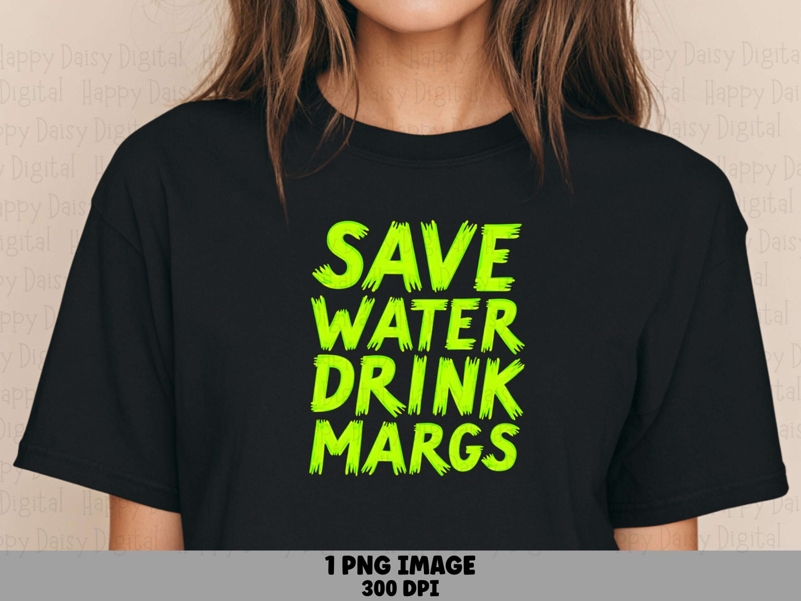 Save Water, Neon Green Brush PNG | Transparent Background, 300 dpi | Sublimation, DTF, POD Commercial Use