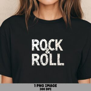 Rock And Roll Png, Vintage Distressed Band Design - Sublimation Dtf Ready, Transparent 300 Dpi | Commercial Use