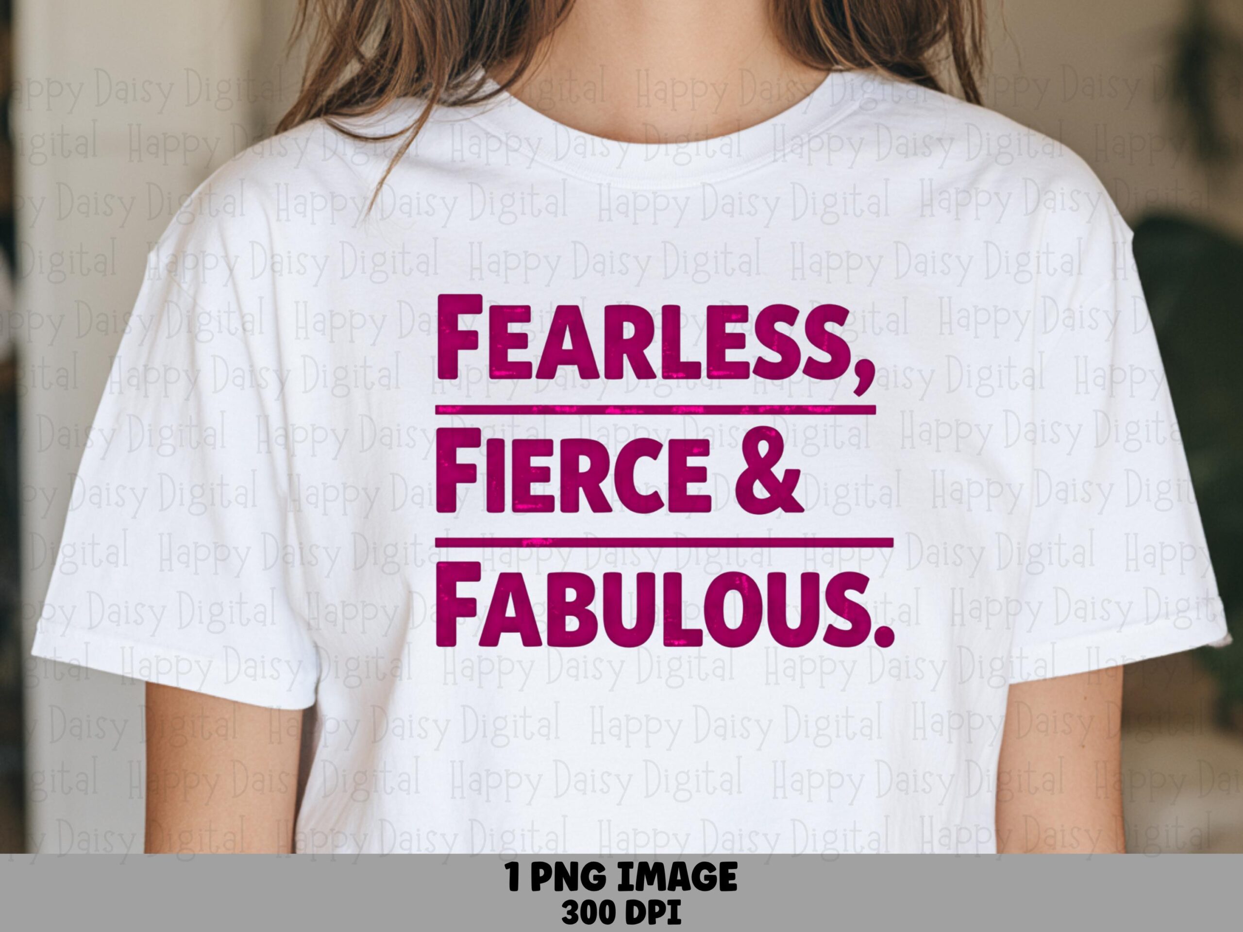 Fearless Fierce, Empowerment PNG Design | Magenta Bold Lettering, Transparent 300 dpi | Sublimation DTF POD