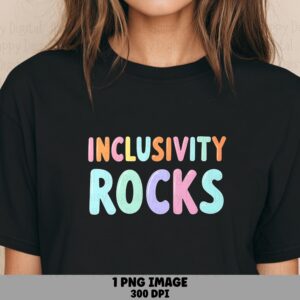 Inclusivity Rocks, Pastel Rainbow Bubble PNG, Sublimation DTF Design | 300 dpi, Transparent, POD
