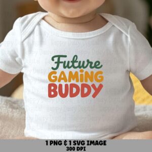 Future Gaming Buddy, Retro Colorful Kids Gamer SVG PNG | Sublimation DTF Print-Ready, 300 dpi