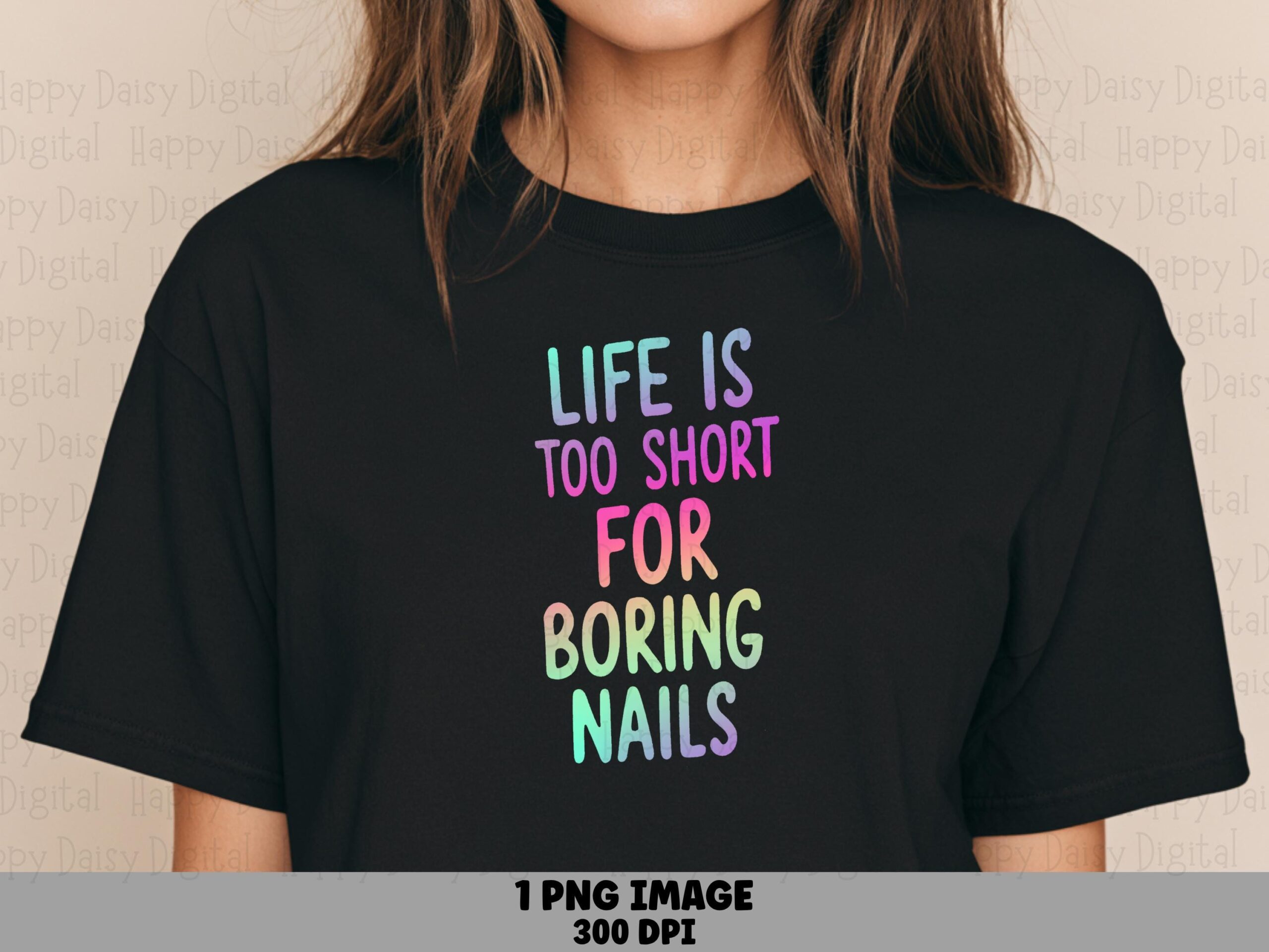 Boring Nails PNG, Pastel Rainbow Gradient Design | Sublimation, DTF, 300 DPI - Transparent Print-Ready