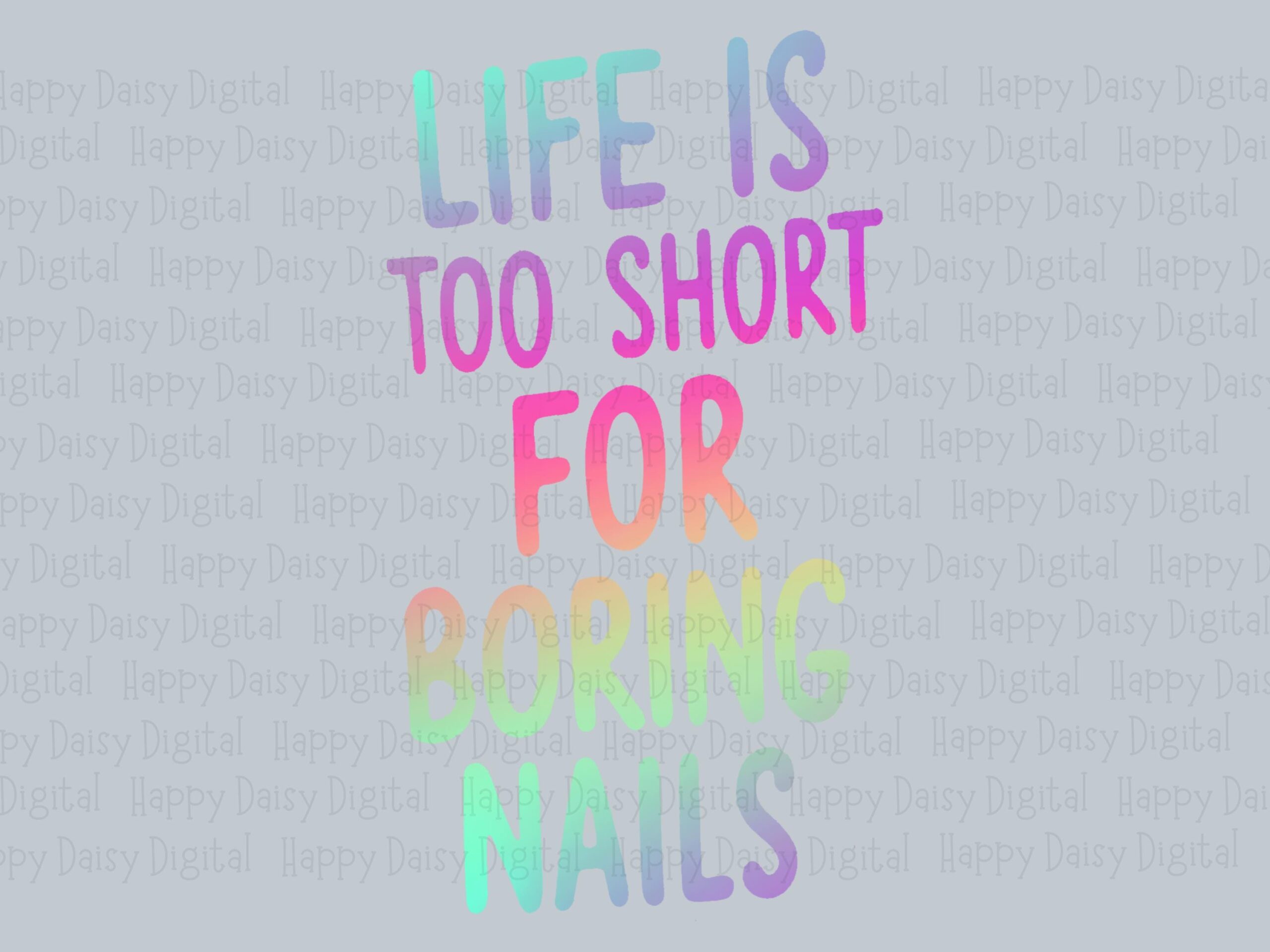 Boring Nails PNG, Pastel Rainbow Gradient Design | Sublimation, DTF, 300 DPI - Transparent Print-Ready - Image 2