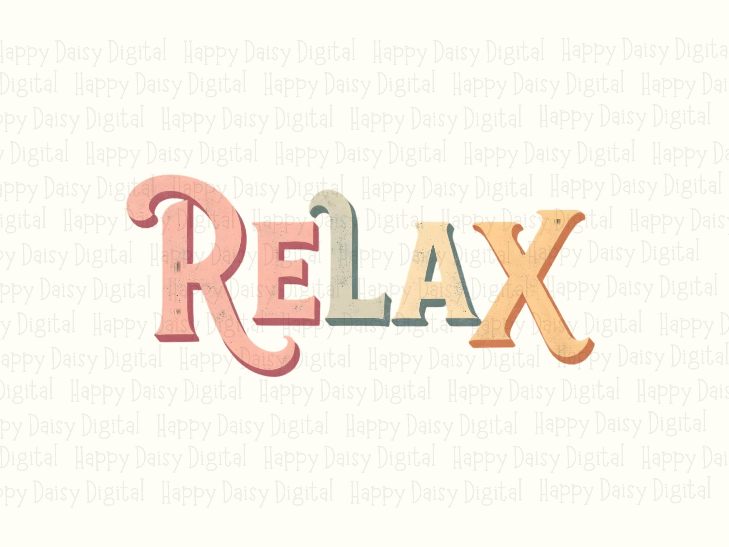 Relax Png, Retro Pastel Sublimation Design - Transparent 300 DPI, DTF Ready, POD Graphic, For Tumblers Mugs Tote - Image 2