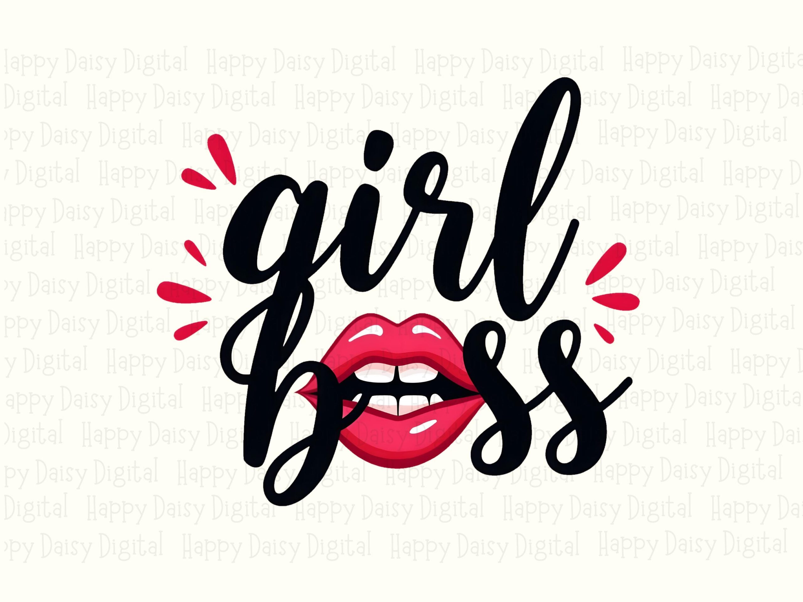 Girl Boss PNG, Script Font Design, Red Lips Accent | Sublimation Compatible | DTF Ready, Transparent Download - Image 2