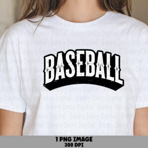 Baseball Arch PNG, Distressed Grunge Text, Arched Varsity Letters (Black, 300 DPI, Commercial Use)