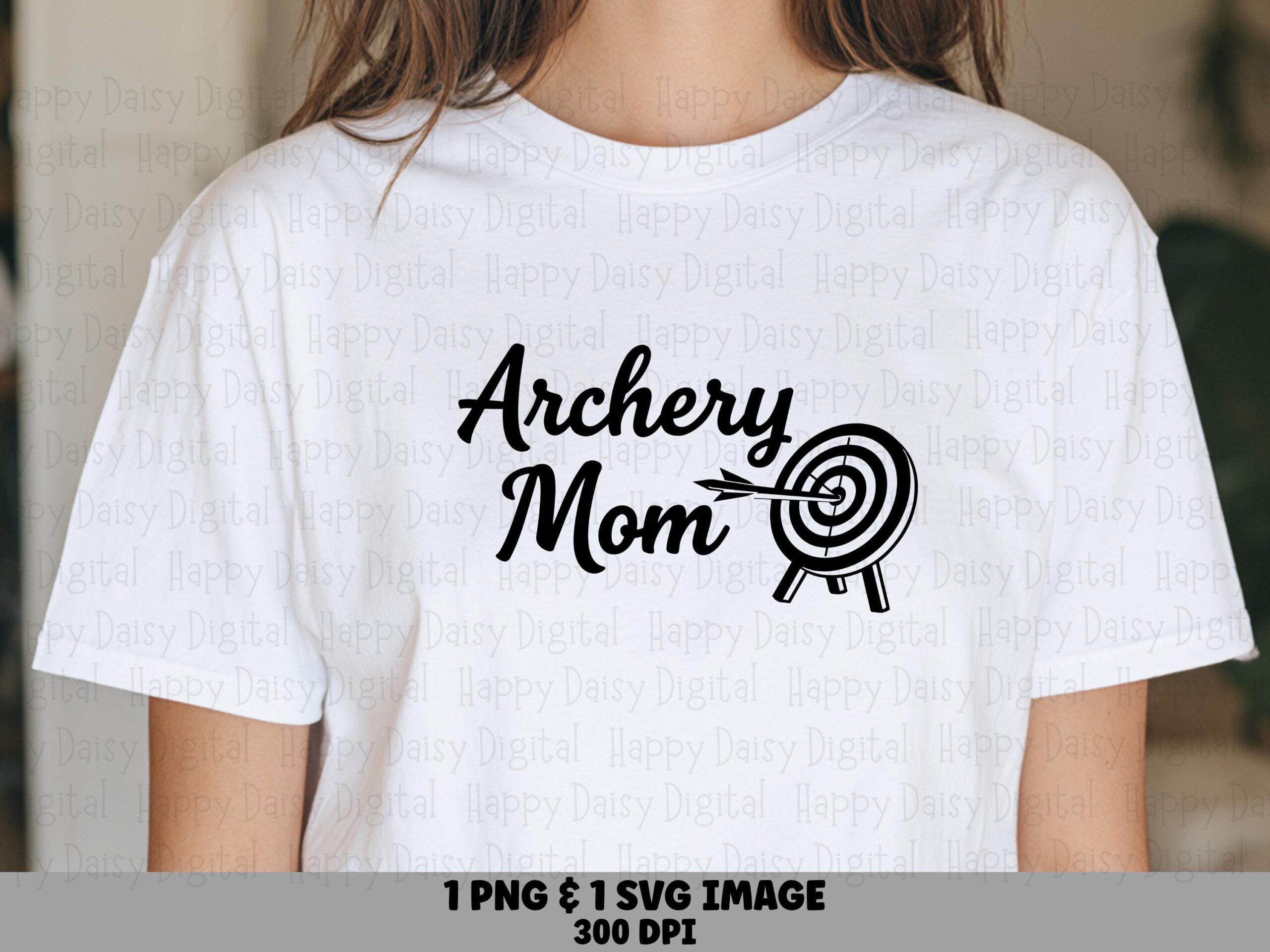 Archery Mom Script PNG & SVG, Black Cursive Line Art Target - Sublimation Design, Commercial Use