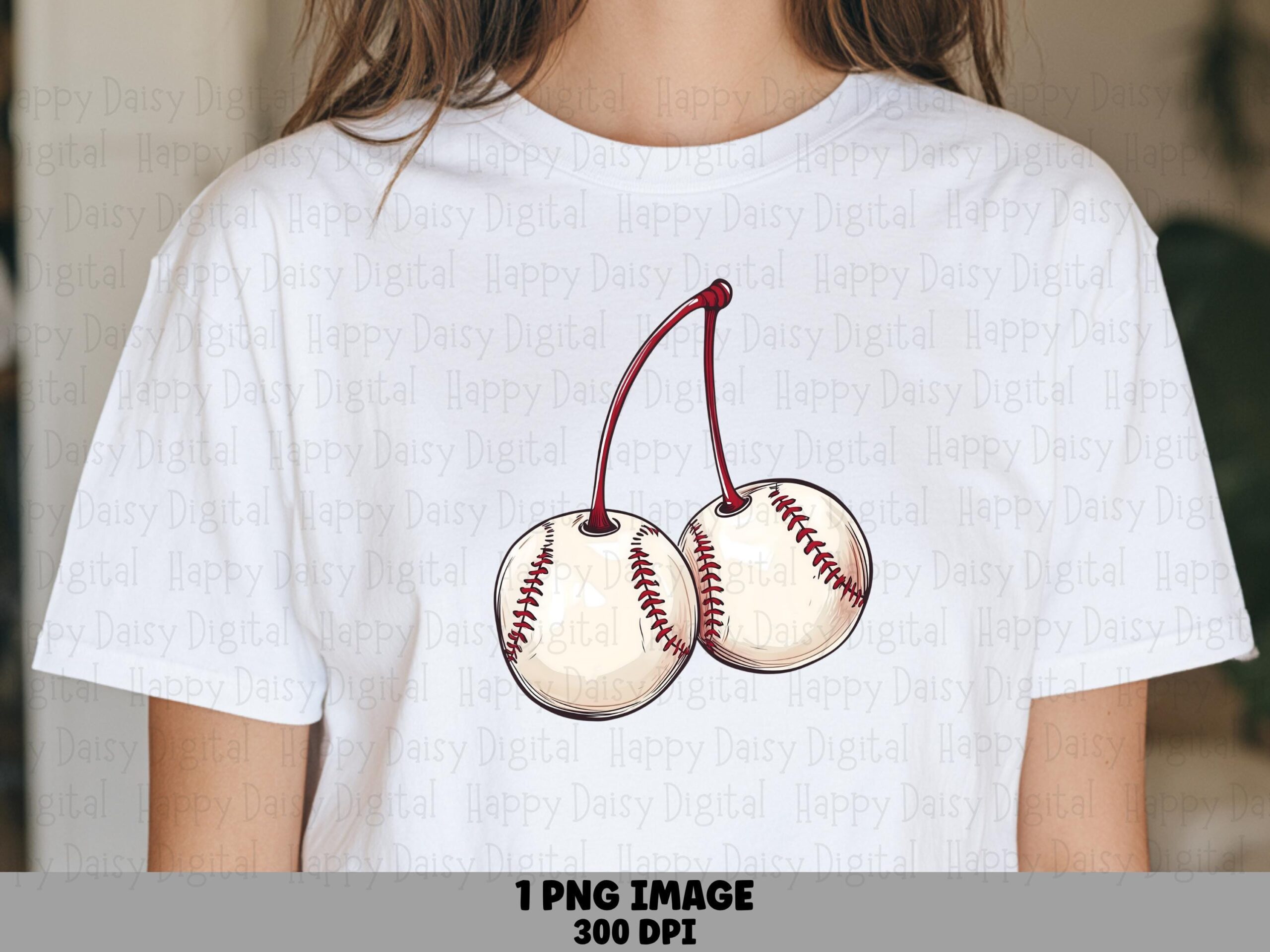 Baseball Cherries, Illustrated Sublimation PNG | Commercial Use, POD Friendly | 300 DPI, Transparent Background
