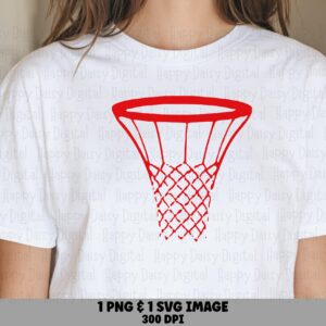 Red Net, Basketball Hoop Graphic | SVG, PNG Files - Line Art Design (Commercial Use, POD, 300 dpi)