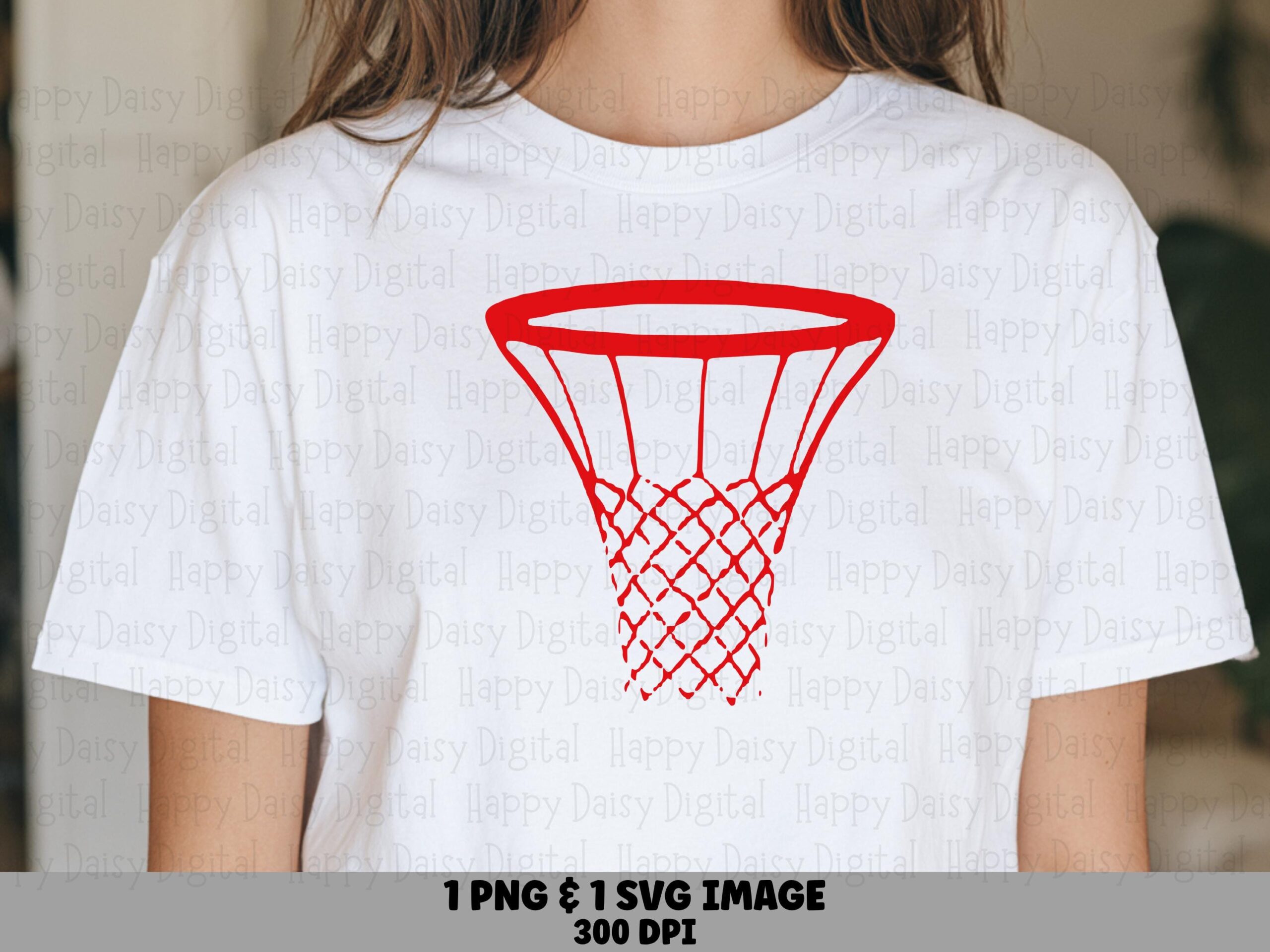 Red Net, Basketball Hoop Graphic | SVG, PNG Files - Line Art Design (Commercial Use, POD, 300 dpi)