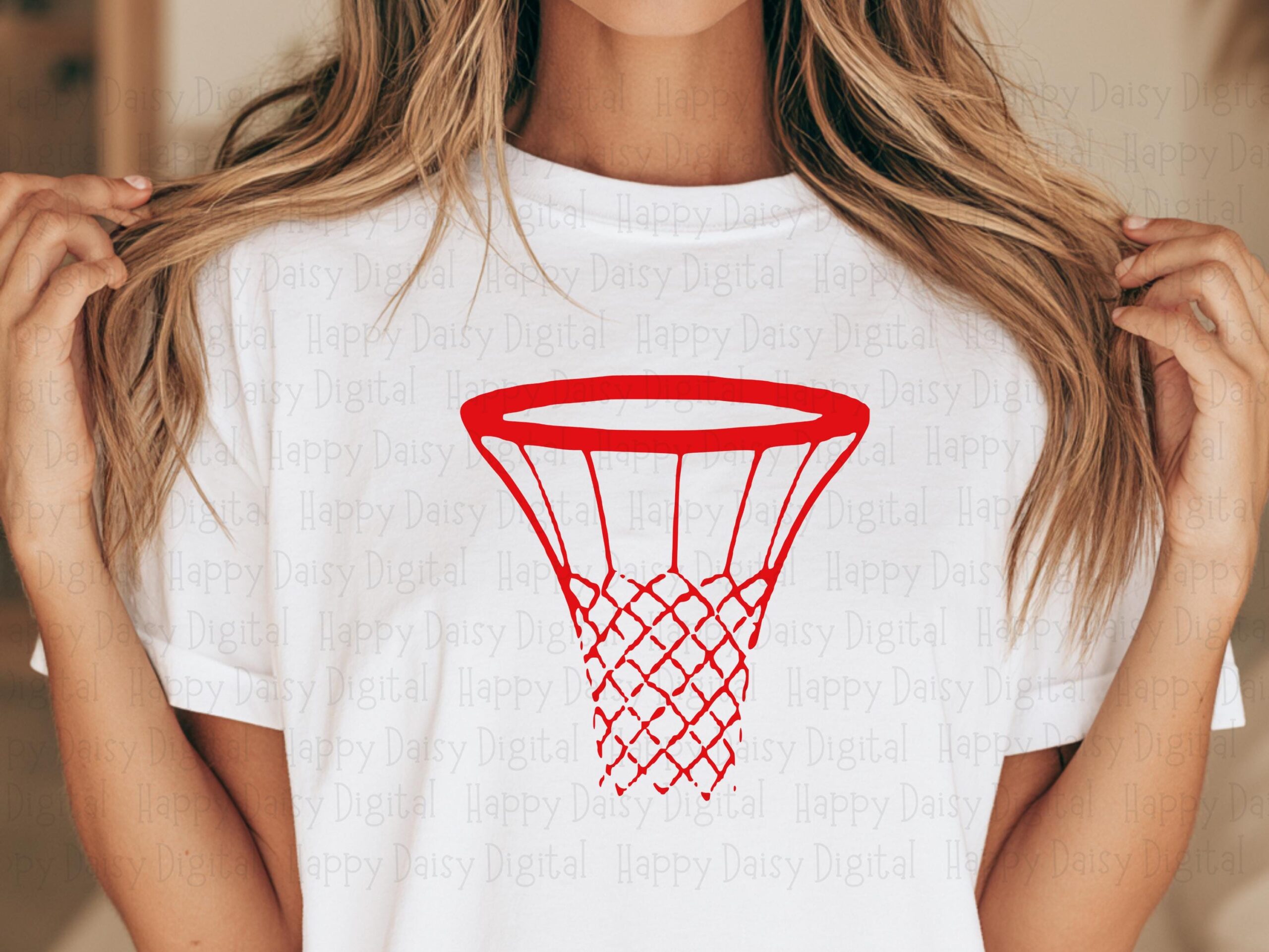 Red Net, Basketball Hoop Graphic | SVG, PNG Files - Line Art Design (Commercial Use, POD, 300 dpi) - Image 2