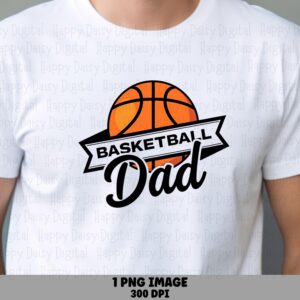 Basketball Dad PNG, Sublimation Design - Black Orange Ribbon, Print-Ready 300DPI | Commercial Use, POD